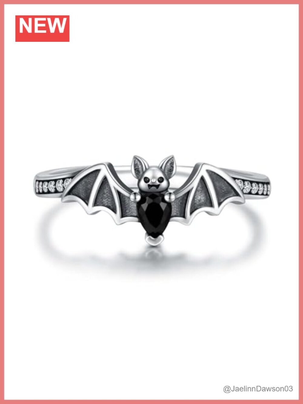 925 Sterling Silver Gothic Bat Ring Stacking Women's Halloween Jewelry Gift